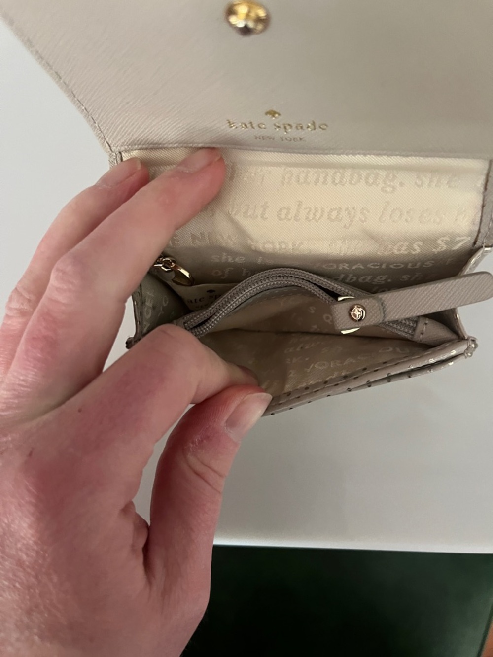 kate spade Metallic Champagne Polka Dot Key Pouch - Picture 4 of 5